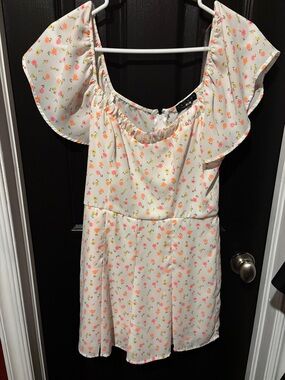 Trixxi White Floral Midi Dress with Pink and Yellow Flowers